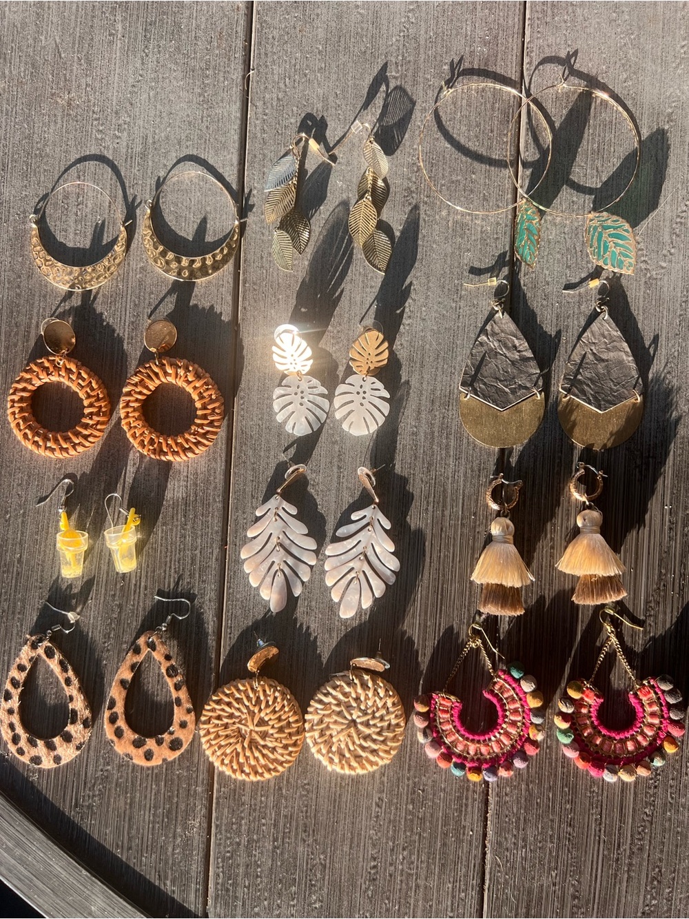 Assorted Women's Gold and Neutral Statement Earrings - 12 pairs!!!